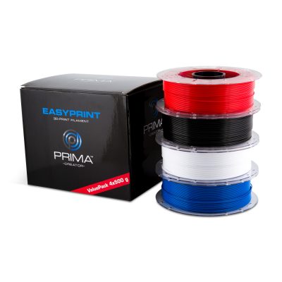EasyPrint PLA Value Pack Standard - 1,75 mm - 4x 500 g (Total 2 kg) - Alb, negru, roșu, albastru