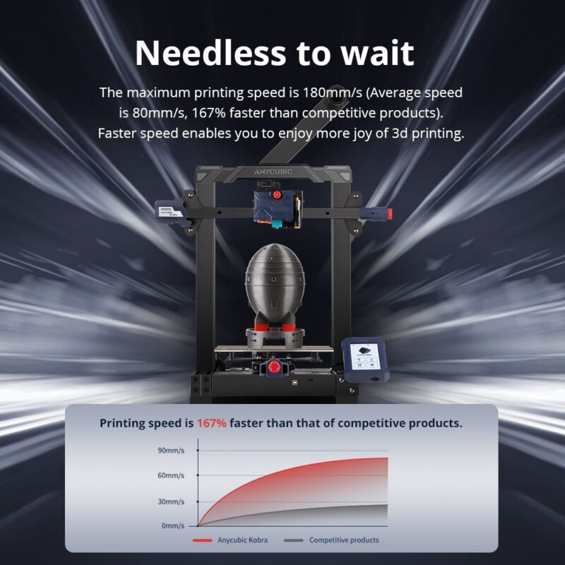 ANYCUBIC KOBRA - imprimanta 3D cu direct-drive,220x220x250 mm, nivelare automata, pat PEI, model 2023 - imagine 5