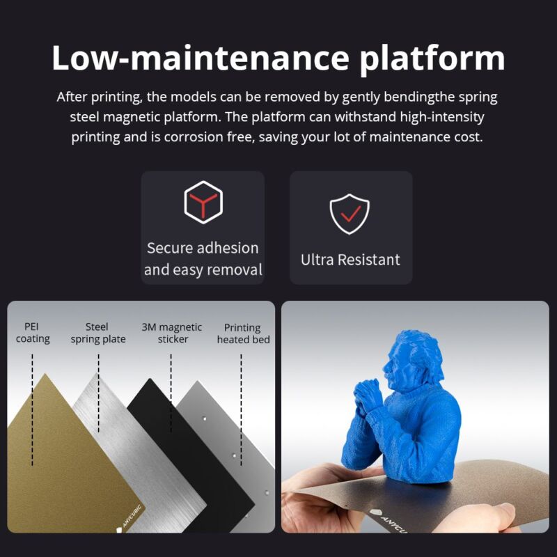 ANYCUBIC KOBRA - imprimanta 3D cu direct-drive,220x220x250 mm, nivelare automata, pat PEI, model 2023 - imagine 6