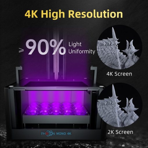 ANYCUBIC Photon Mono 4K New Upgrade High Speed SLA LCD UV Resin 3D Printer Equiped With 3 ANYCUBIC Photon Mono 4K SLA LCD UV, 132*80*165 mm