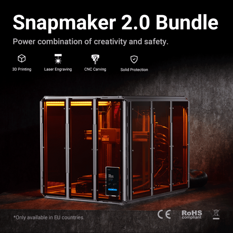 SnapMaker A350T/A250T pachet complet, imprimanta 3d, freza CNC, gravare laser, model 2022 - imagine 3
