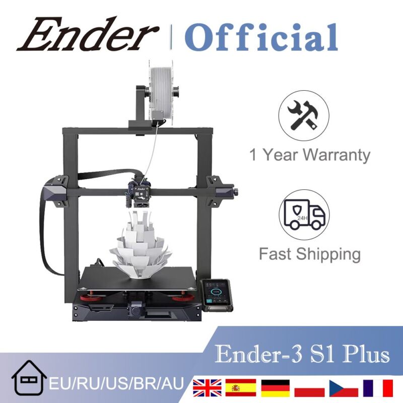 Creality Ender-3 S1 Plus - imprimanta 3D FDM, 300x300x300mm, direct-drive, autocalibrare, dual Z, senzor filament