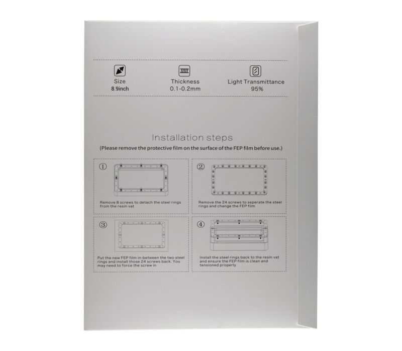 Flashforge Foto 8.9 FEP Film Sheets - pachet de 5 bucăți - imagine 3