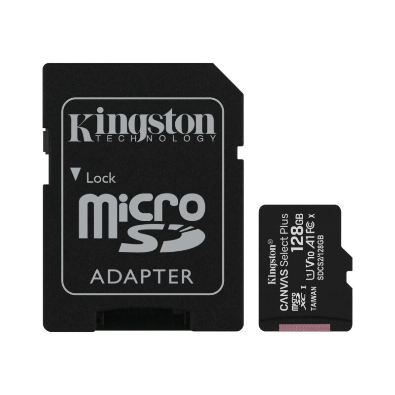 Card micro SD Kingston Canvas Select Plus - 128 GB, A1, Viteză Class 10
