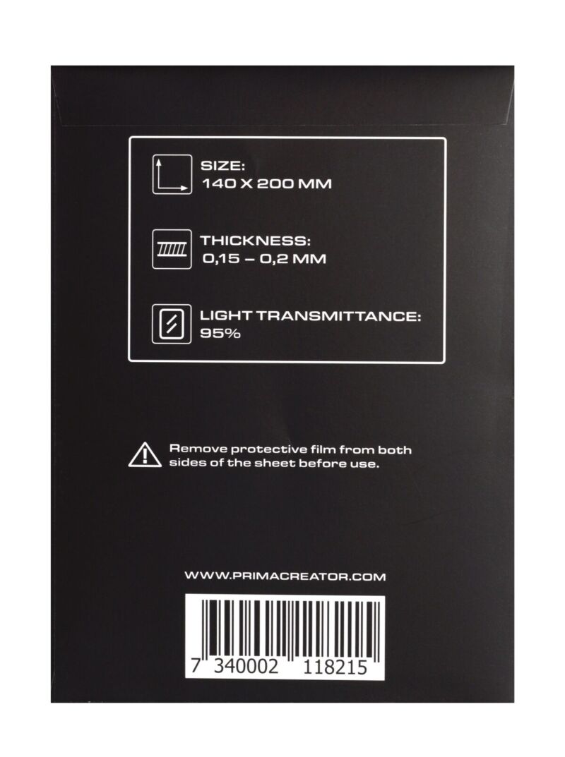 PrimaCreator FEP Film Sheets pentru imprimante 3D - 140 x 200 mm - pachet de 5 - imagine 4