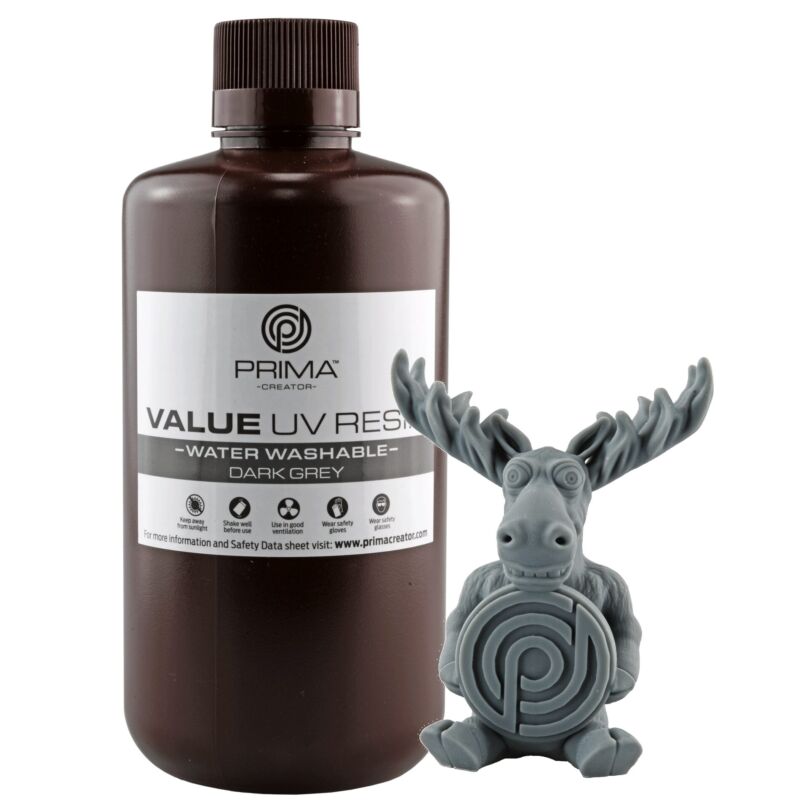 Prima Creator Value Rășină UV Lavabilă cu Apă - 1000 ml - Gri - 1.2kg