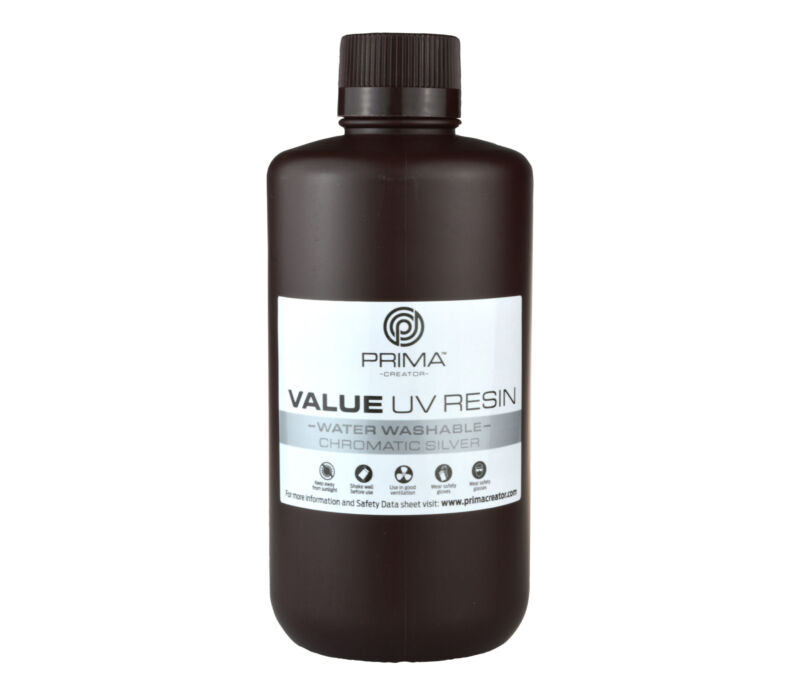 Prima Creator Value Rășină UV Lavabilă cu Apă - 1000 ml - Argintiu Chromatic - Argintiu - 1.2kg