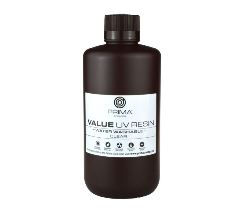 Rășină UV/DLP Prima Creator Value Lavabilă cu Apă - 1000 ml - Transparent