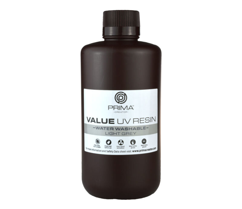 Prima Creator Value Rășină UV Lavabilă cu Apă - 1000 ml - Gri - 1.2kg