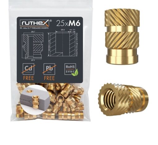 Ruthex M6 – Inserții filetate Rx-M6x12.7 - 25 bucăți