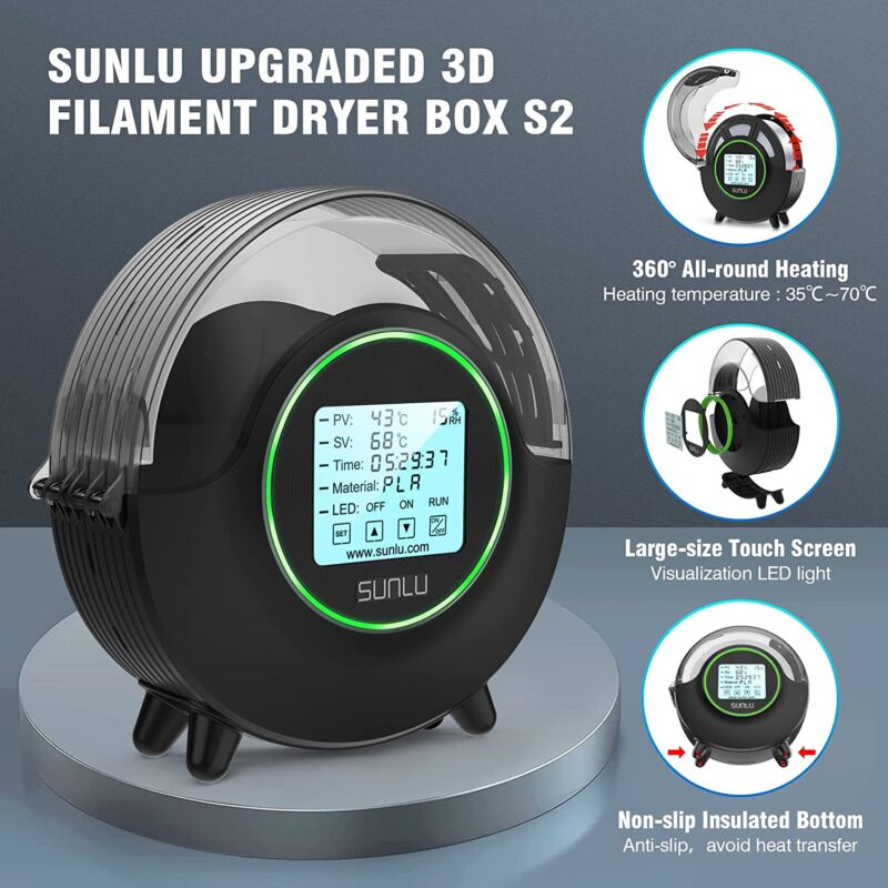 SUNLU Fila Dryer S2 – Cutie de Uscare pentru Filamente 3D – 1.75mm – 1kg - imagine 3