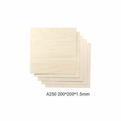 Placă din lemn de arțar - A250 / 200x200x1,5mm / 5-pachet