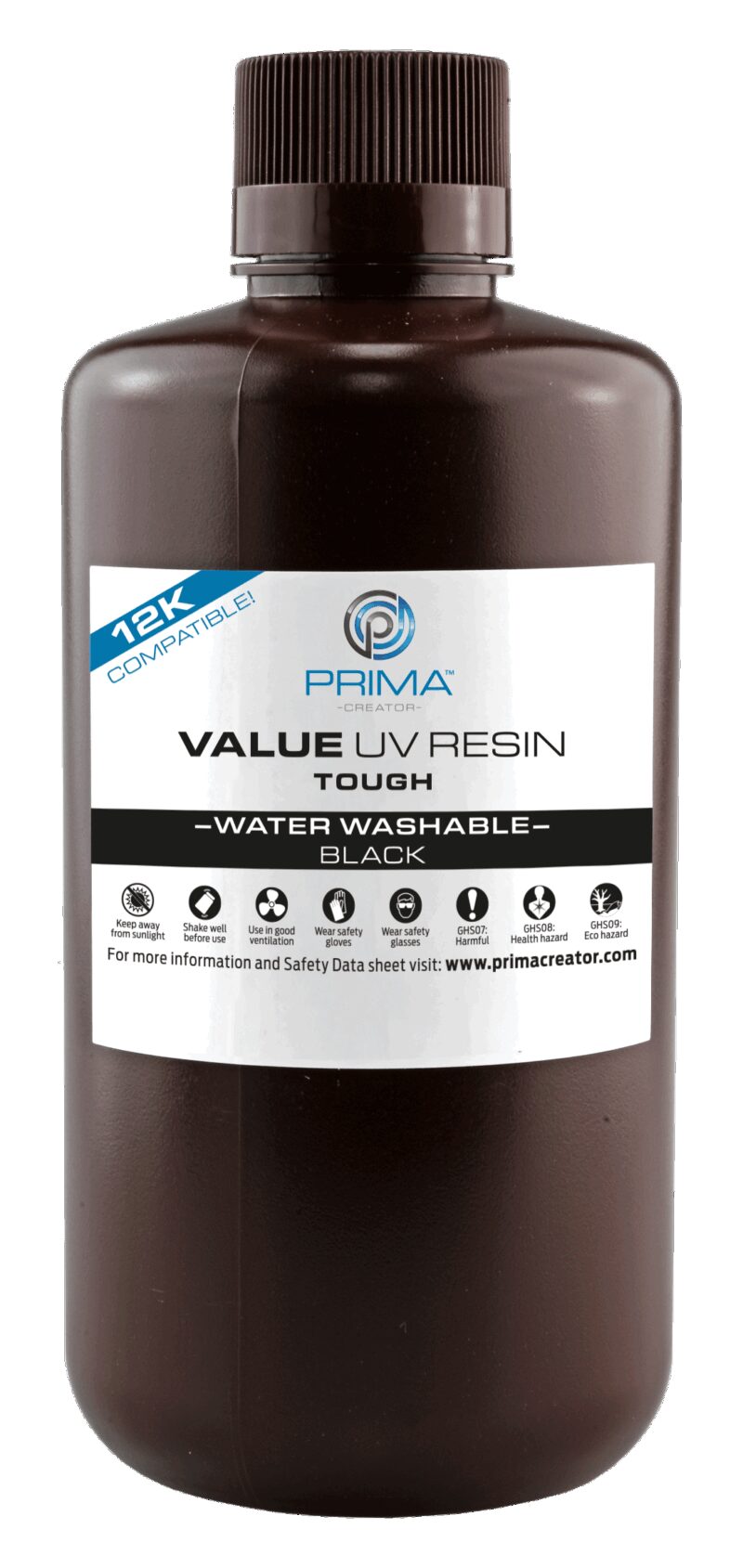 PrimaCreator Value Tough (ABS Like) rășină UV lavabilă cu apă - 1000 ml - Negru - imagine 5
