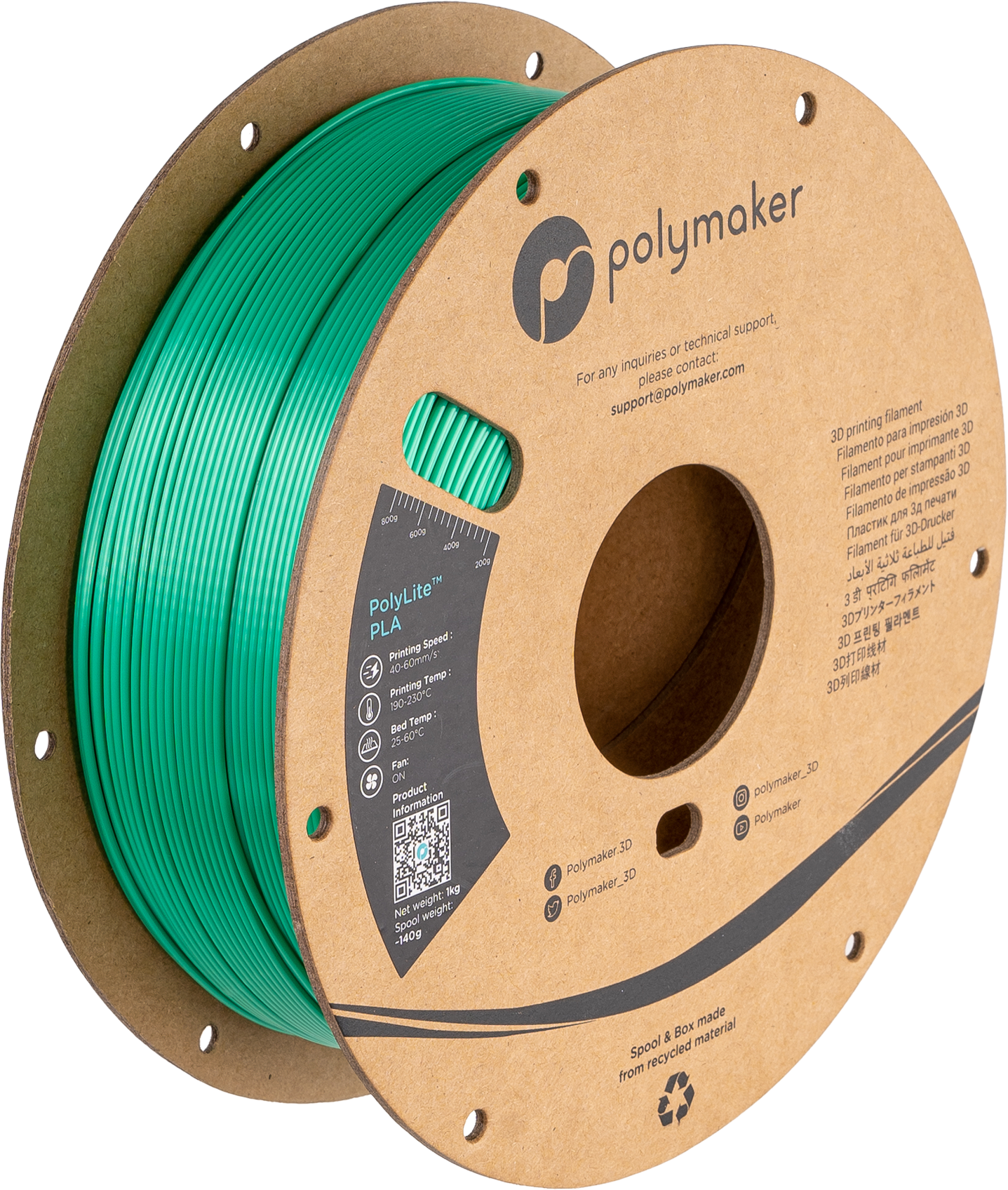 Polymaker PolyLite PLA - Verde Deschis - 1.75mm - 1 kg 3 Polymaker PolyLite PLA - Verde Deschis - 1.75mm - 1 kg