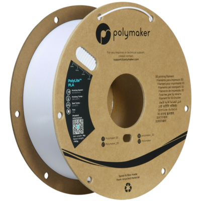 Polymaker PolyLite PLA - Alb Pur - 1.75mm - 1 kg