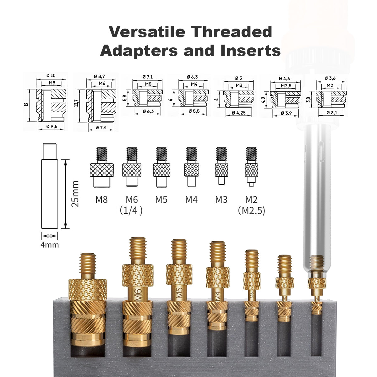Mintion Heat Set Insert Tips and Threaded Inserts 5 Mintion Heat Set Insert Tips and Threaded Inserts - imagine 3