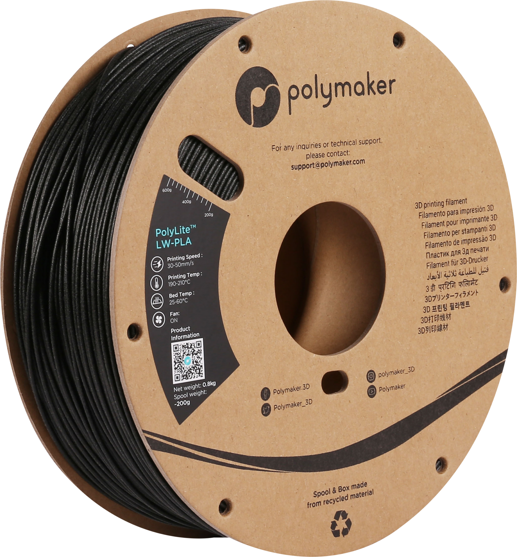 Polymaker PolyLite PLA - Negru - 1.75mm - 1 kg 8 Polymaker PolyLite PLA - Negru - 1.75mm - 1 kg - imagine 6