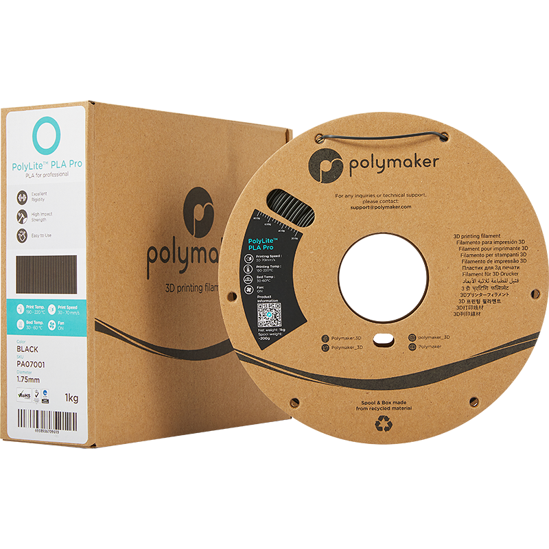 Polymaker PolyLite PLA Pro - Negru - 1.75mm - 1 kg 9 Polymaker PolyLite PLA Pro - Negru - 1.75mm - 1 kg - imagine 7