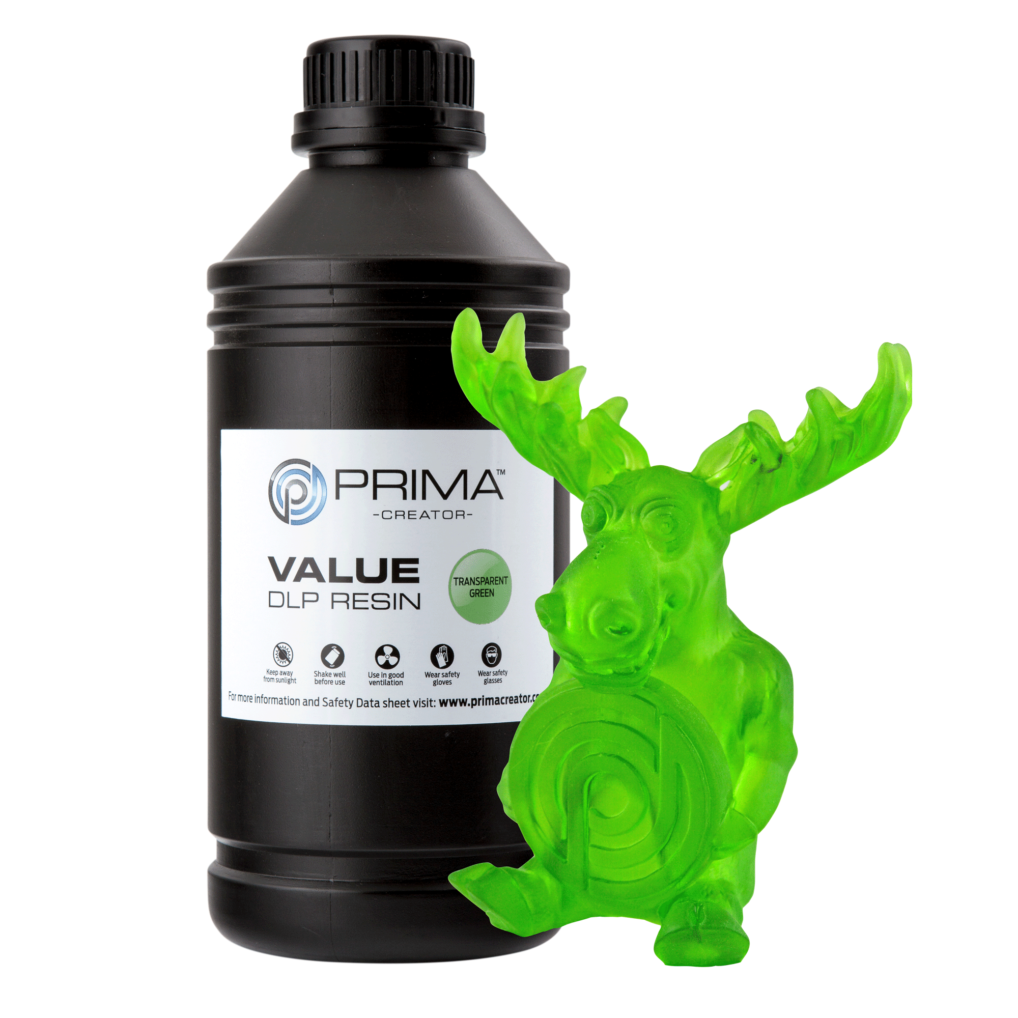 PrimaCreator Value UV / DLP Resin - 1 kg - Transparent Green 3 PrimaCreator Value UV / DLP Resin - 1 kg - Transparent Green - imagine 2