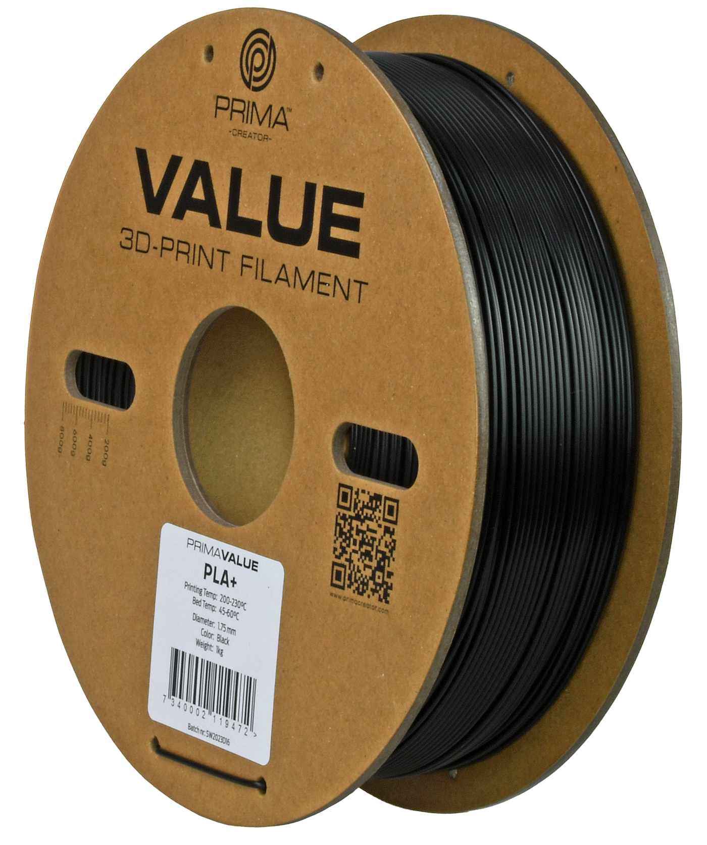 PrimaValue PLA+ - Negru - 1.75mm - 1 kg 9 PrimaValue PLA+ - Negru - 1.75mm - 1 kg - imagine 7