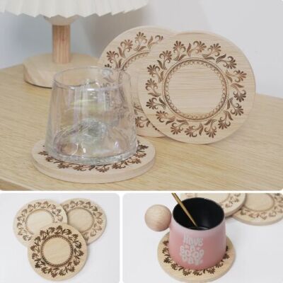 AlgoLaser Round Bamboo Coaster 5 pcs