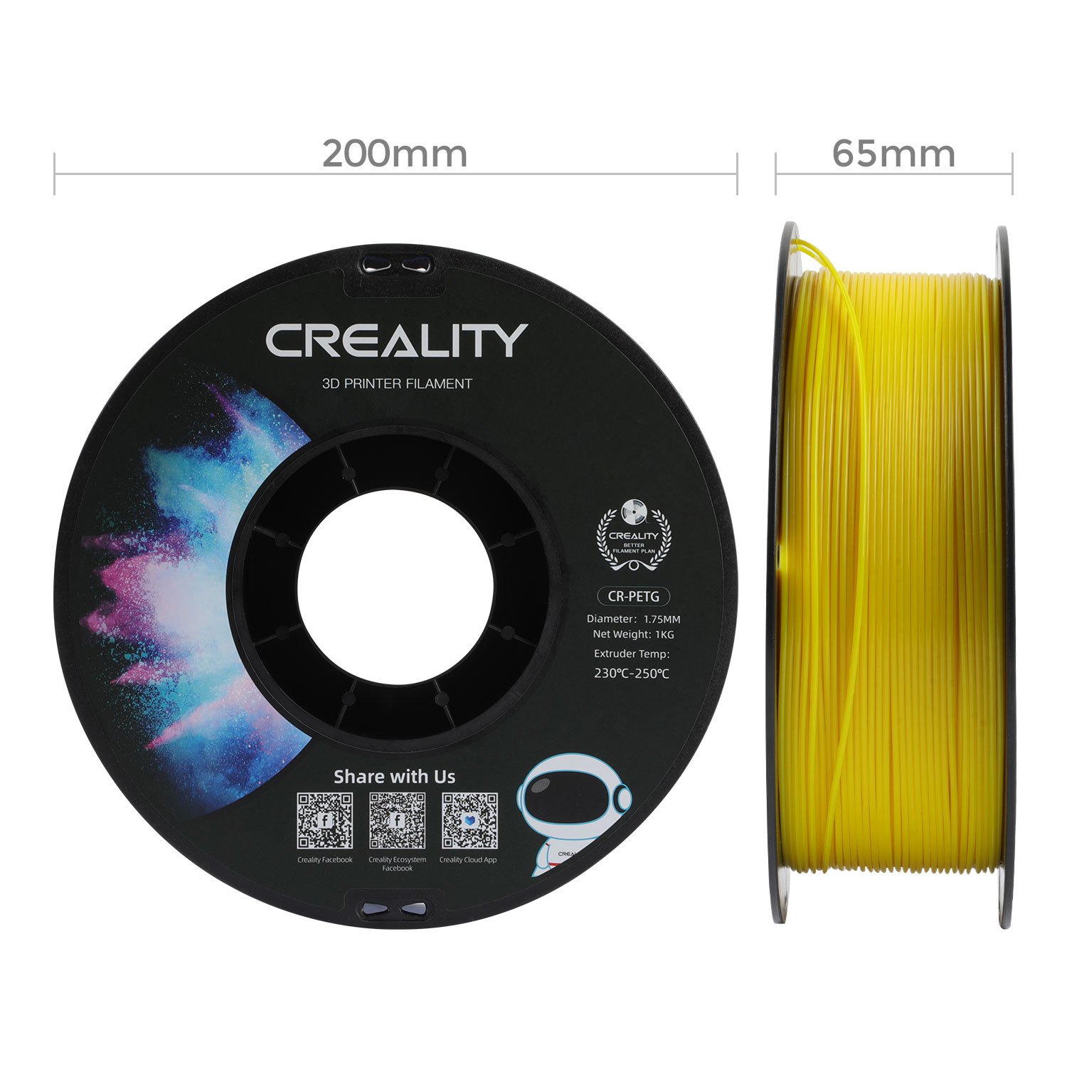 Filament PETG Creality CR-PETG 1.75mm Galben 1kg 52 Creality CR-PETG - 1,75mm - 1kg