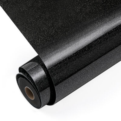 Vinil Textil Glitter Negru LOKLiK - Transfer Termic pentru Tricouri 37 LOKLiK Heat Transfer Vinyl Glitter