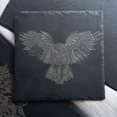 LaserPecker Stone Slate Coasters Square Black(6 pcs)