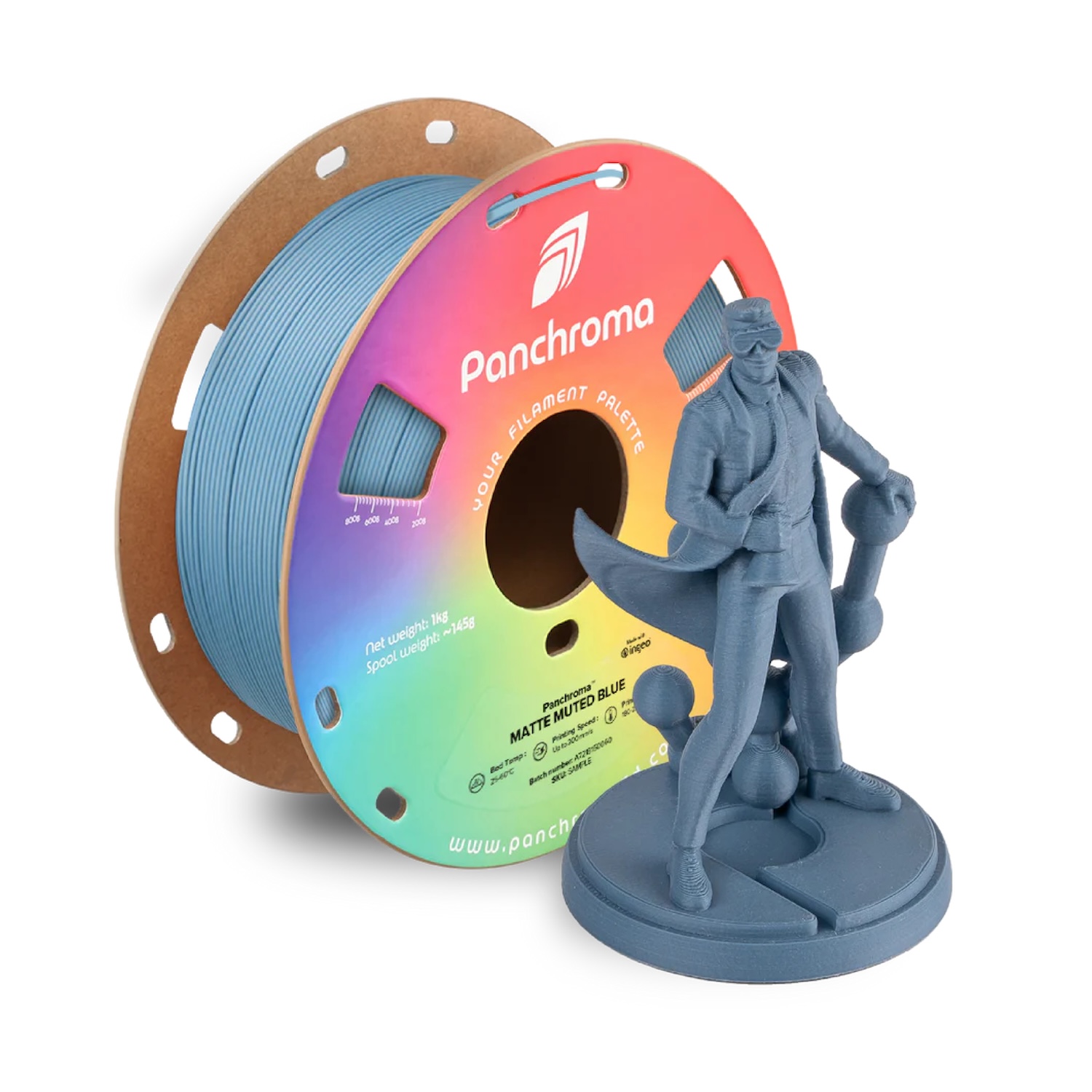 Filament PLA Panchroma Matte 1.75mm Albastru Muted 1kg - Polymaker 4 Panchromaâ„¢ PLA Matte Muted