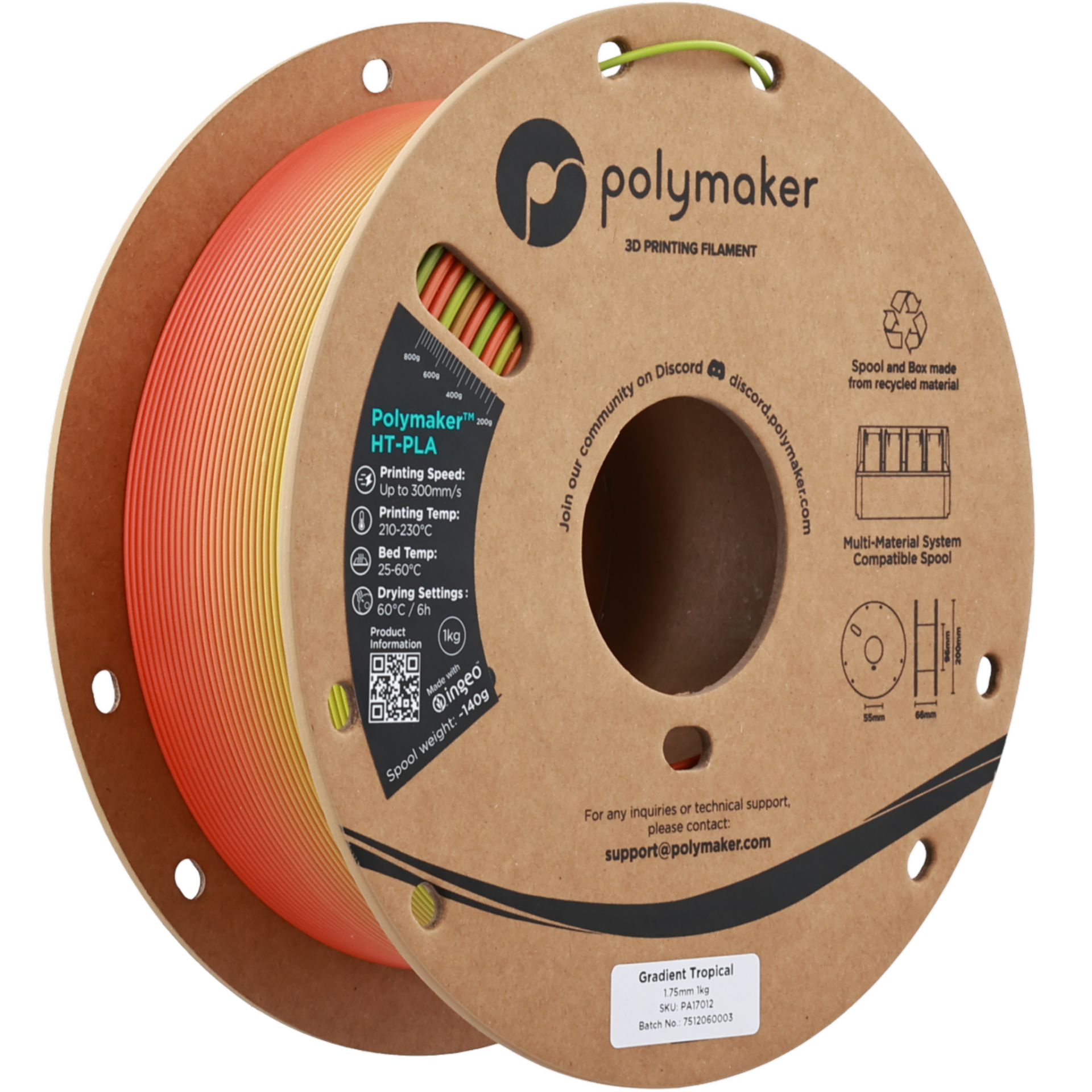 Filament HT-PLA 1.75mm Gradient Tropical 1kg - Polymaker 25 Polymaker HT-PLA Gradient