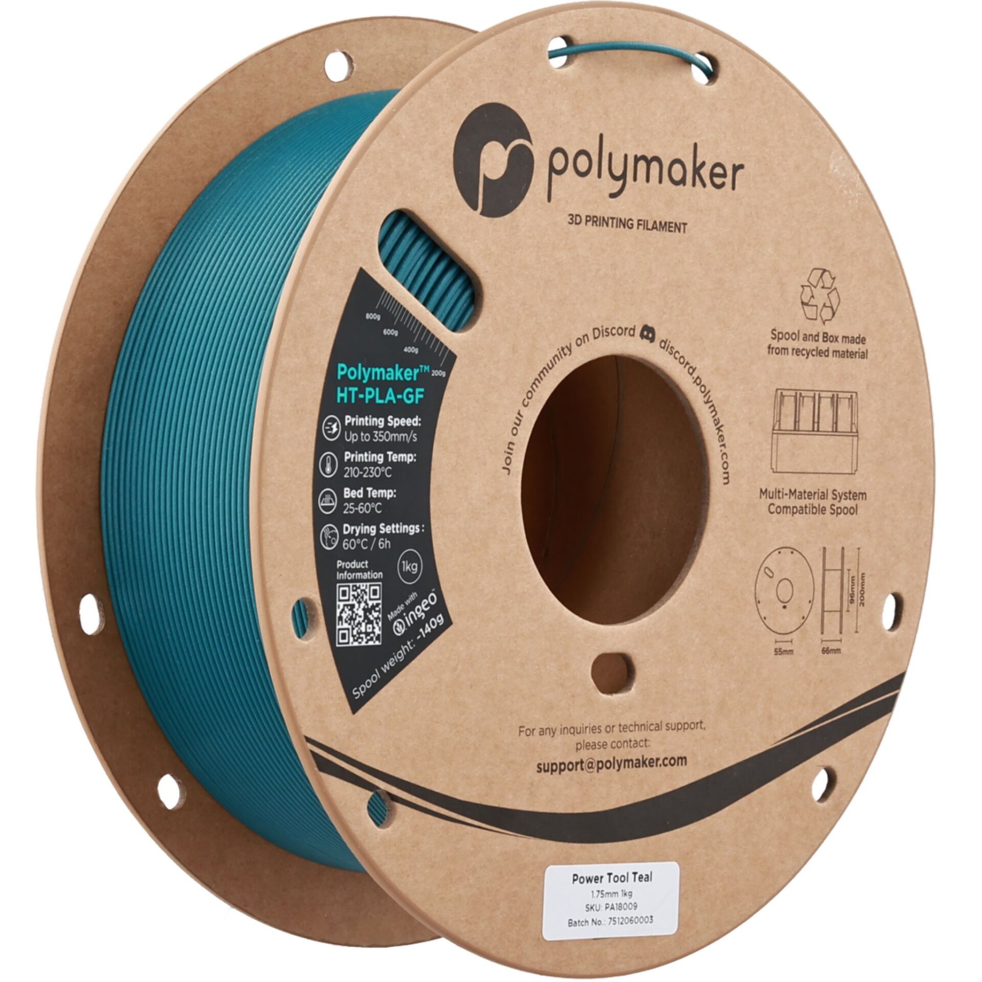 Filament HT-PLA-GF 1.75mm Turcoaz Power Tool 1kg - Polymaker 23 Polymaker HT-PLA-GF