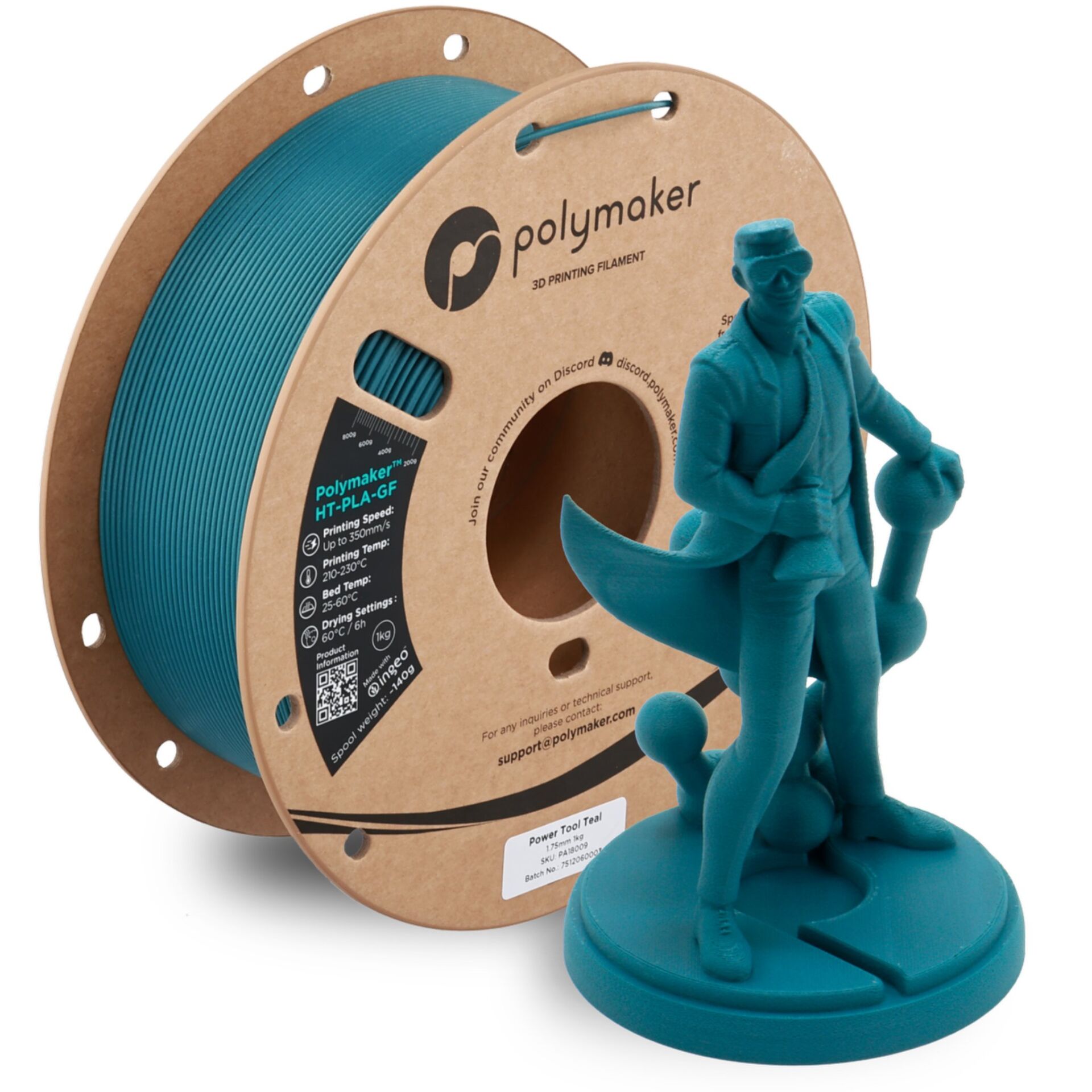 Filament HT-PLA-GF 1.75mm Turcoaz Power Tool 1kg - Polymaker 25 Polymaker HT-PLA-GF