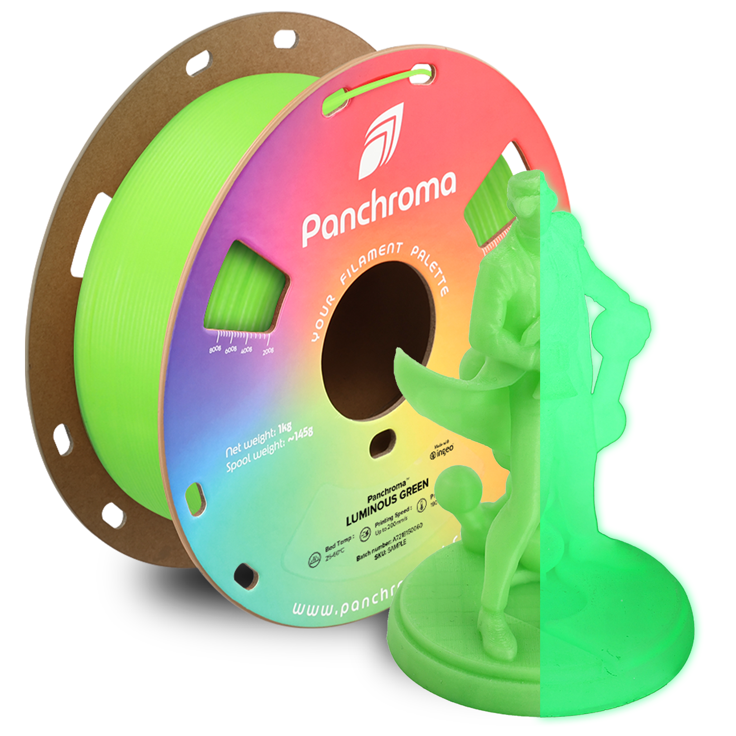 Filament PLA Panchroma Luminous 1.75mm Albastru Fosforescent 1kg - Polymaker 7 Panchroma™ PLA Luminous