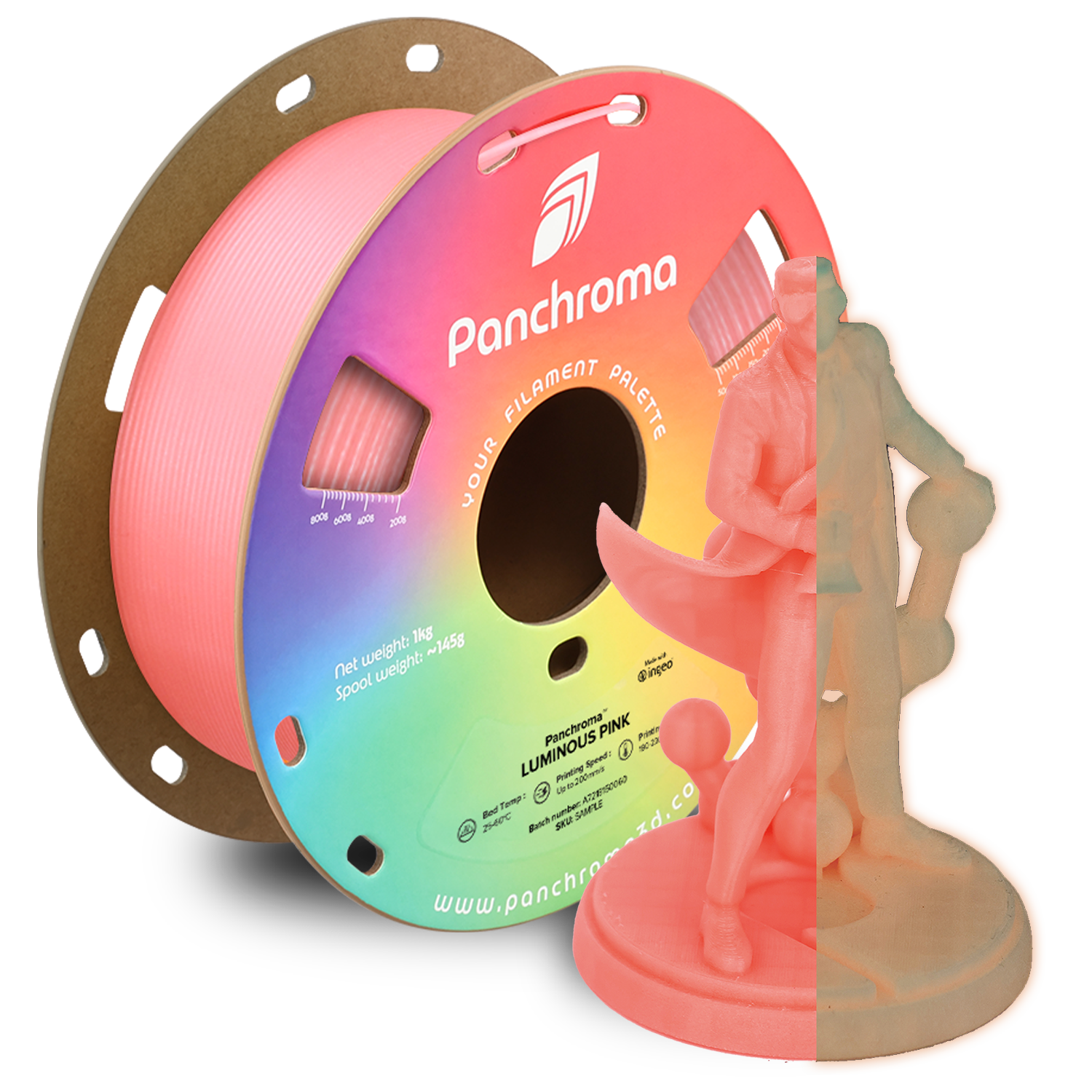 Filament PLA Panchroma Luminous 1.75mm Albastru Fosforescent 1kg - Polymaker 15 Panchroma™ PLA Luminous