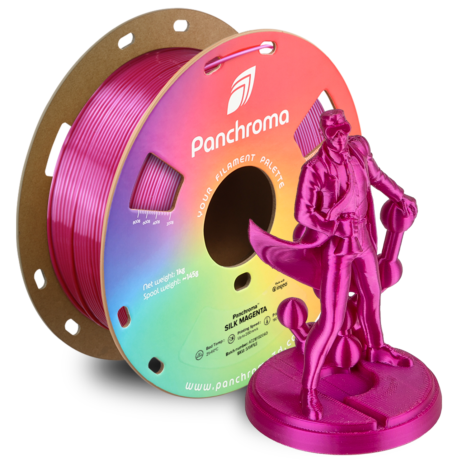 Filament PLA Silk Panchroma 1.75mm Magenta 1kg - Polymaker 23 Panchroma™ PLA Silk