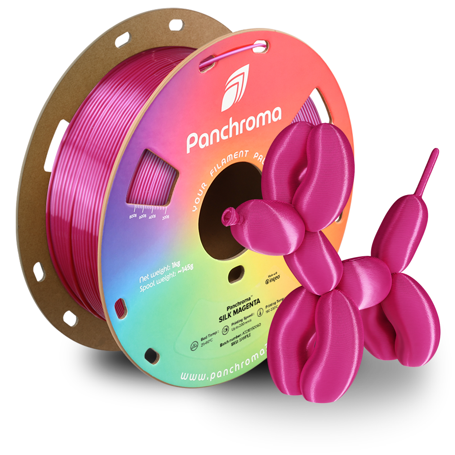 Filament PLA Silk Panchroma 1.75mm Magenta 1kg - Polymaker 24 Panchroma™ PLA Silk