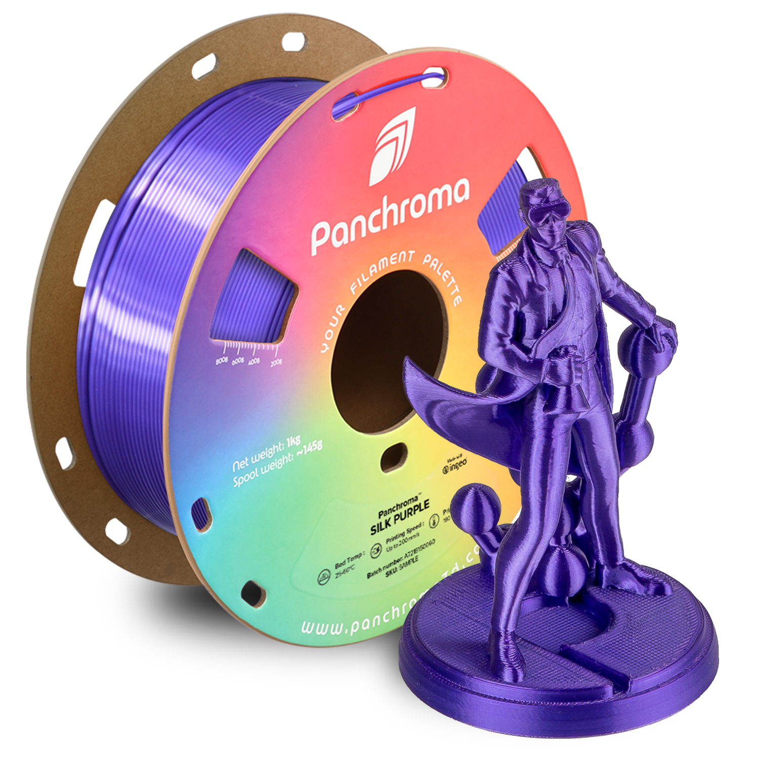 Filament PLA Silk Panchroma 1.75mm Magenta 1kg - Polymaker 38 Panchroma™ PLA Silk