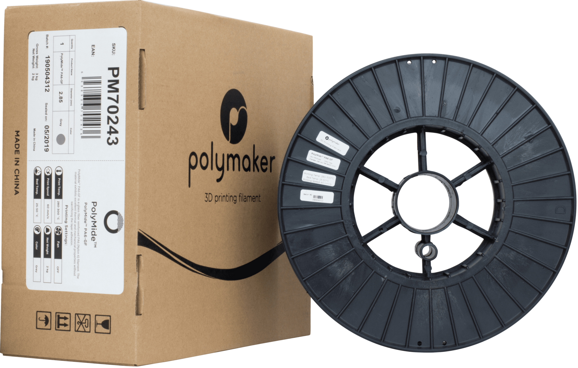 Filament PA6-GF PolyMide 2.85mm Gri 2kg - Polymaker 14 Polymaker PolyMide PA6-GF