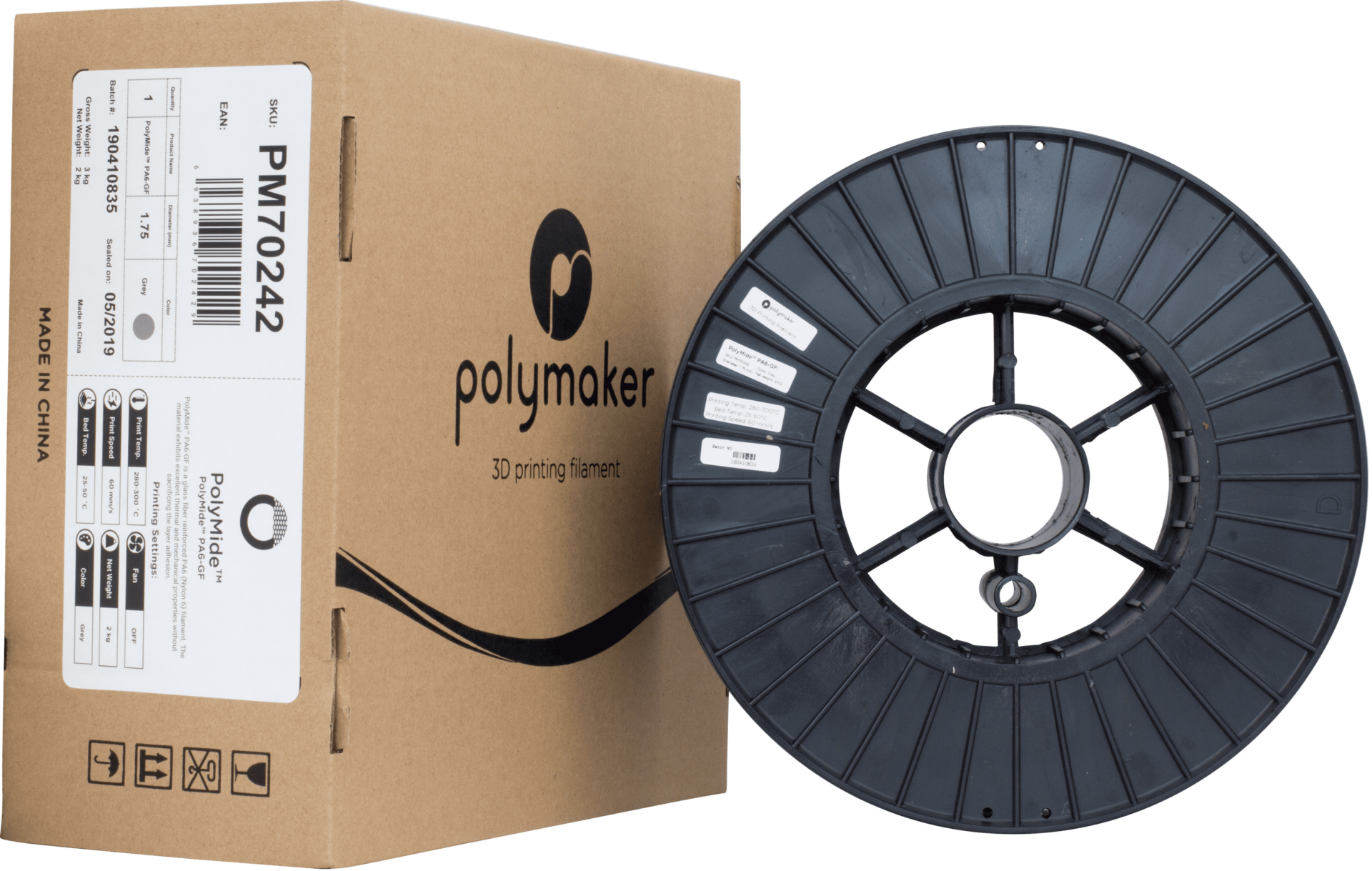 Filament PA6-GF PolyMide 2.85mm Gri 2kg - Polymaker 10 Polymaker PolyMide PA6-GF