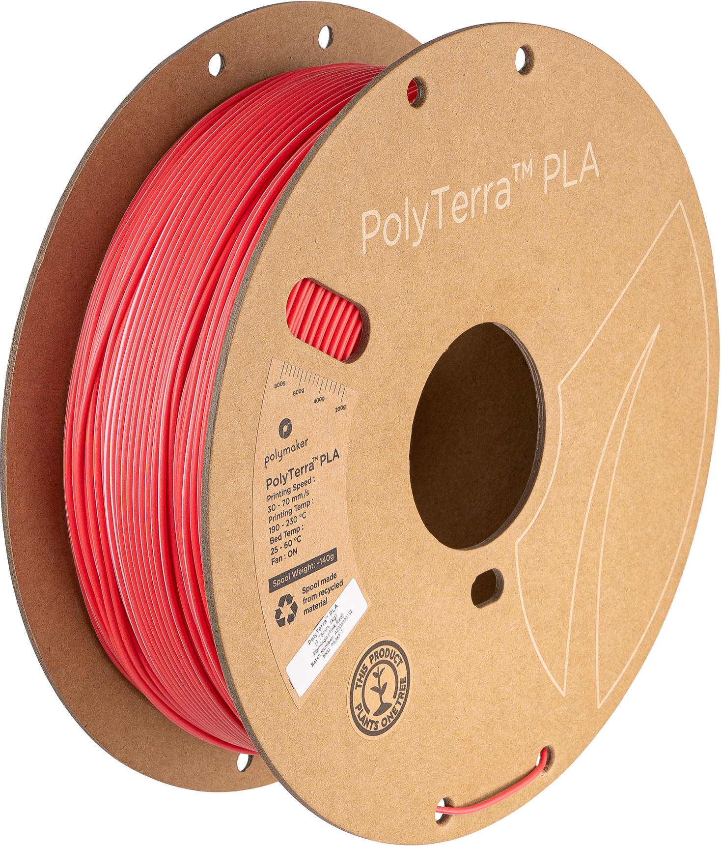 Filament PLA PolyTerra 1.75mm Flamingo (Roz-Roșu) 1kg - Polymaker 19 Polymaker Polyterra PLA Dual Color