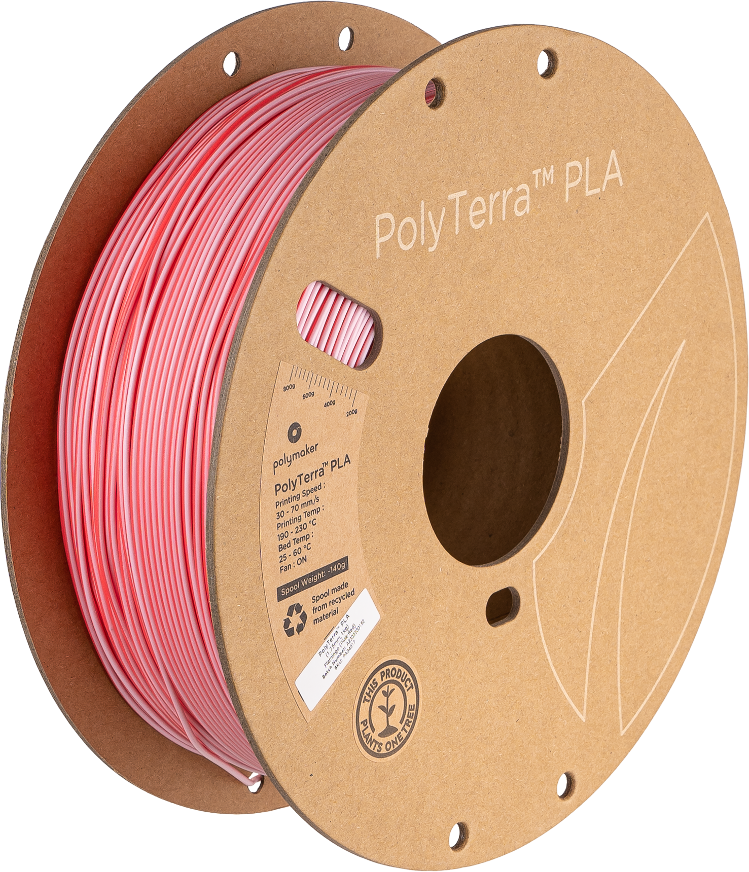 Filament PLA PolyTerra 1.75mm Flamingo (Roz-Roșu) 1kg - Polymaker 20 Polymaker Polyterra PLA Dual Color
